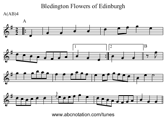Flowers of Edinburgh, Bledington - staff notation