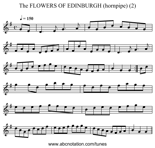 FLOWERS OF EDINBURGH (hornpipe) (2), The - staff notation