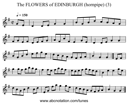FLOWERS of EDINBURGH (hornpipe) (3), The - staff notation