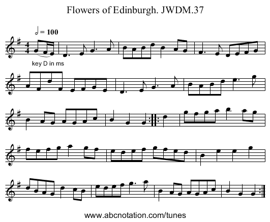 Flowers of Edinburgh. JWDM.37 - staff notation