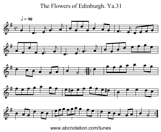 Flowers of Edinburgh. Ya.31, The - staff notation