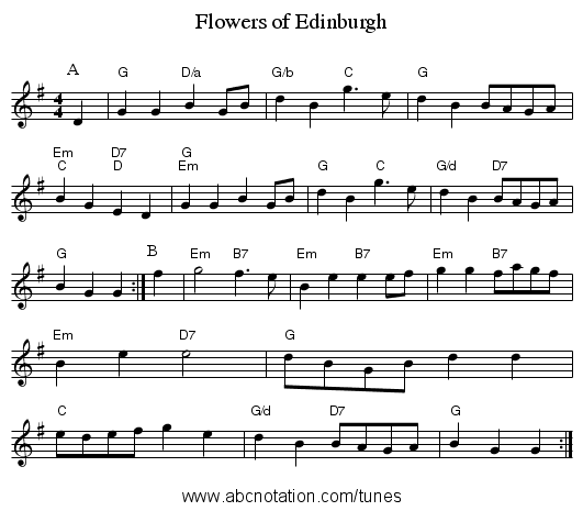 Flowers of Edinburgh - staff notation