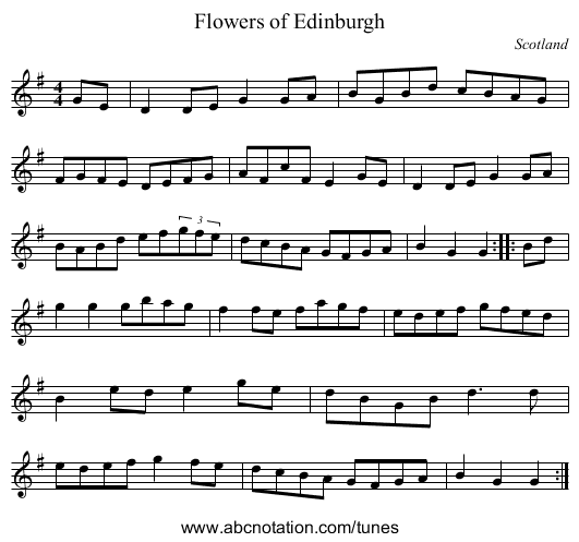 Flowers of Edinburgh - staff notation