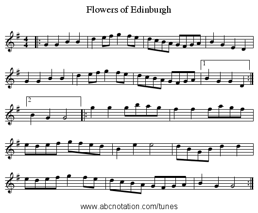 Flowers of Edinburgh - staff notation