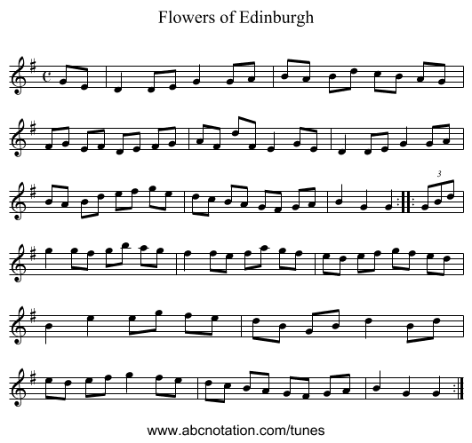 Flowers of Edinburgh - staff notation