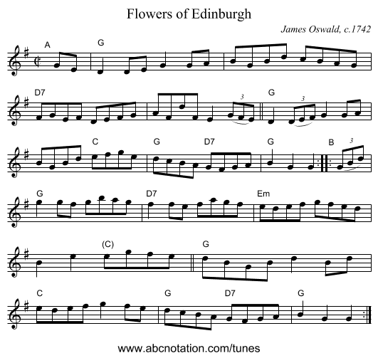 Flowers of Edinburgh - staff notation