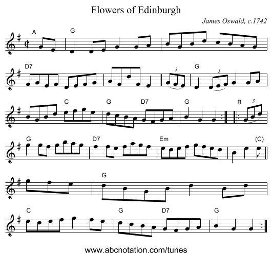 Flowers of Edinburgh - staff notation