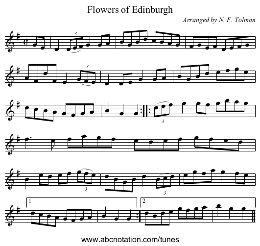 Flowers of Edinburgh - staff notation