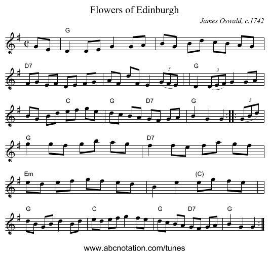 Flowers of Edinburgh - staff notation