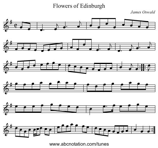 Flowers of Edinburgh - staff notation