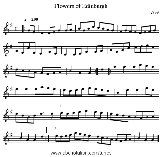 Flowers of Edinburgh - staff notation