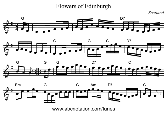 Flowers of Edinburgh - staff notation