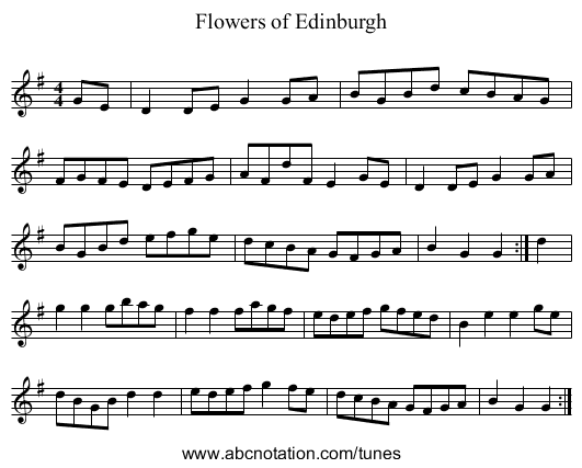 Flowers of Edinburgh - staff notation