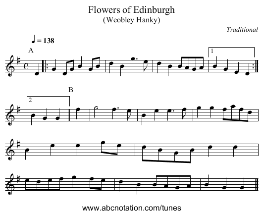 Flowers of Edinburgh - staff notation