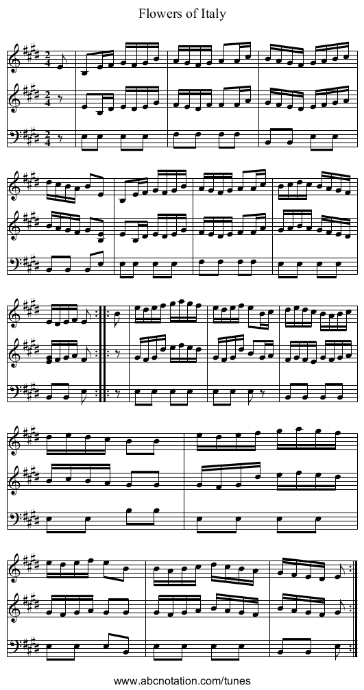 Flowers of Italy - staff notation