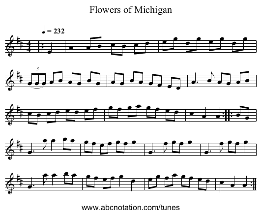 Flowers of Michigan - staff notation