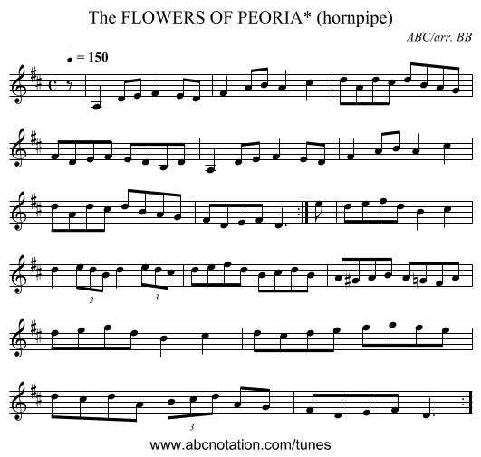 FLOWERS OF PEORIA* (hornpipe), The - staff notation