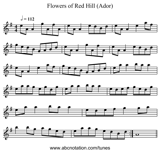 Flowers of Red Hill (Ador) - staff notation