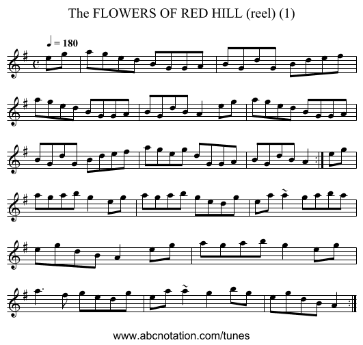 FLOWERS OF RED HILL (reel) (1), The - staff notation