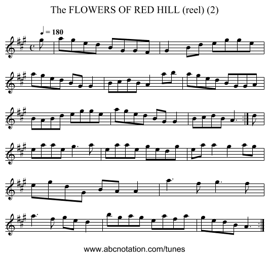 FLOWERS OF RED HILL (reel) (2), The - staff notation