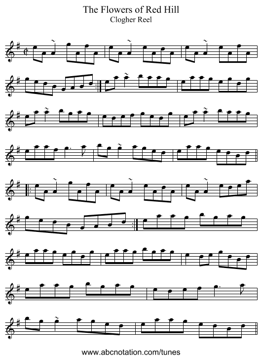 Flowers of Red Hill, The - staff notation