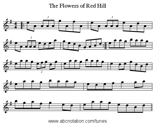 Flowers of Red Hill, The - staff notation