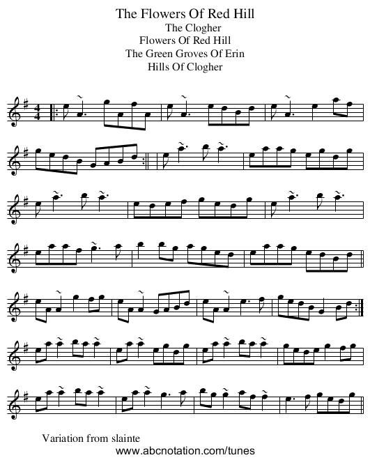 Flowers Of Red Hill, The - staff notation