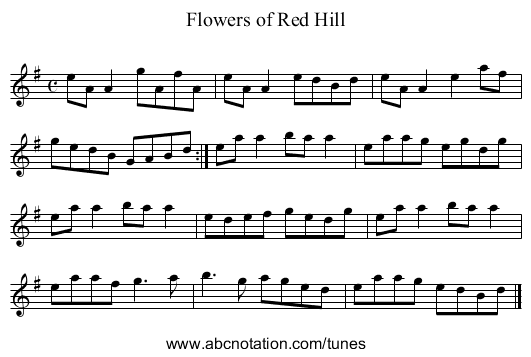 Flowers of Red Hill - staff notation