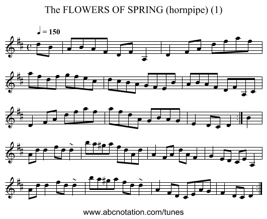 FLOWERS OF SPRING (hornpipe) (1), The - staff notation