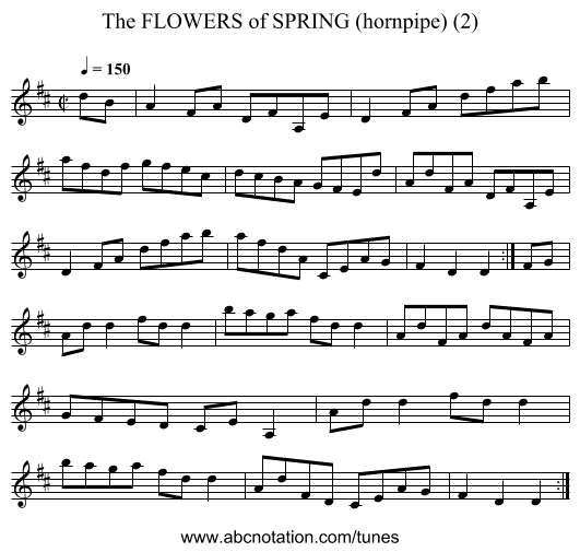FLOWERS of SPRING (hornpipe) (2), The - staff notation