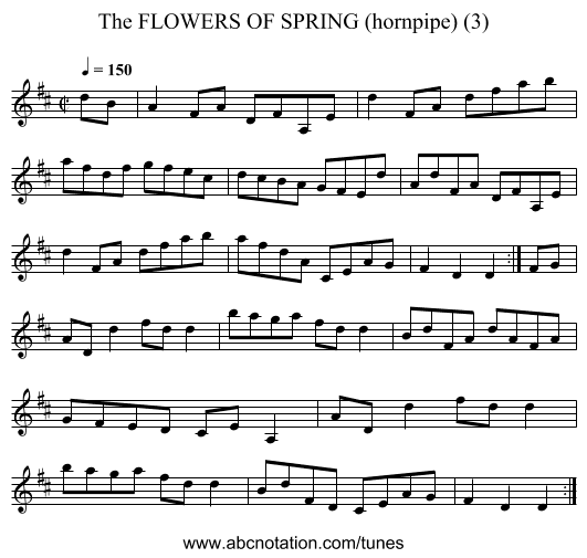 FLOWERS OF SPRING (hornpipe) (3), The - staff notation