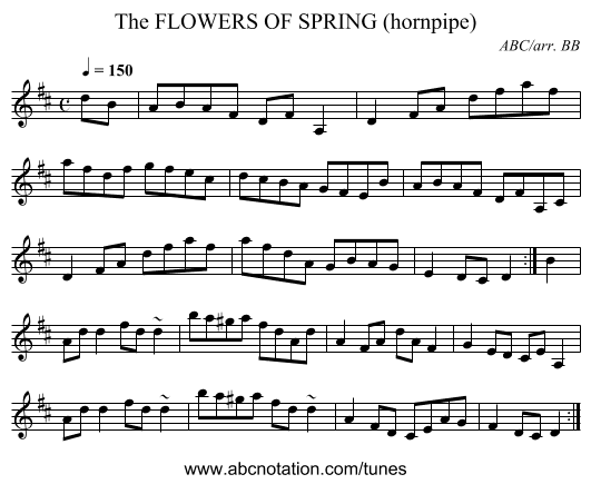FLOWERS OF SPRING (hornpipe), The - staff notation