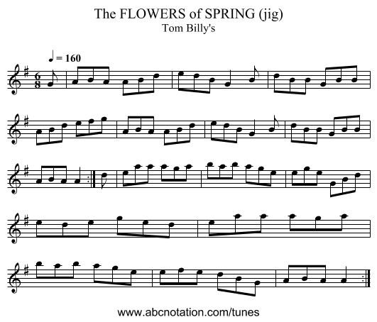 FLOWERS of SPRING (jig), The - staff notation