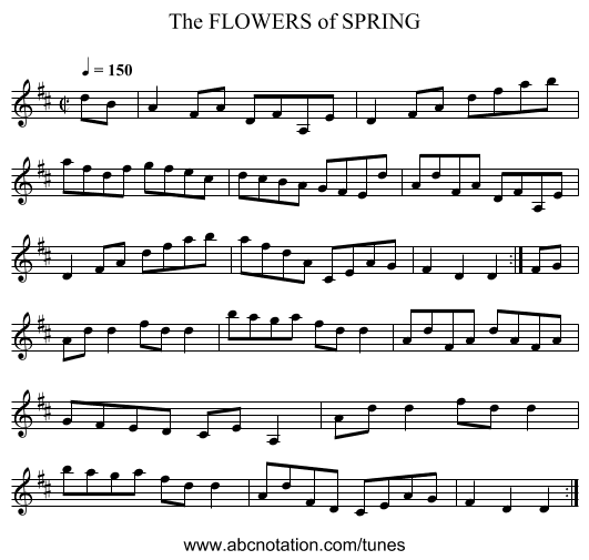 FLOWERS of SPRING, The - staff notation