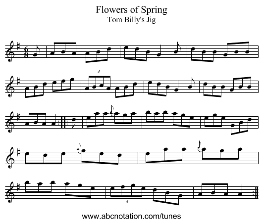 Flowers of Spring - staff notation