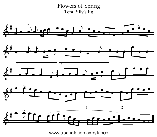 Flowers of Spring - staff notation