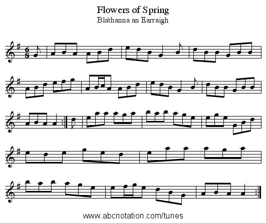 Flowers of Spring - staff notation