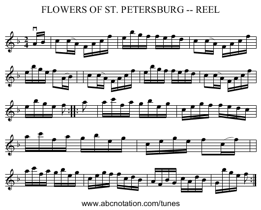 FLOWERS OF ST. PETERSBURG -- REEL - staff notation