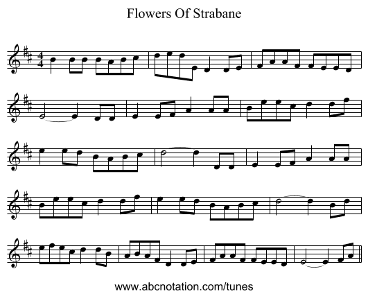 Flowers Of Strabane - staff notation