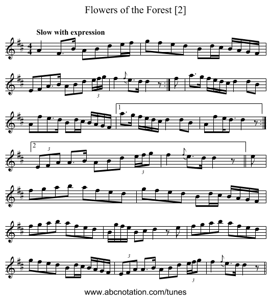 Flowers of the Forest [2] - staff notation