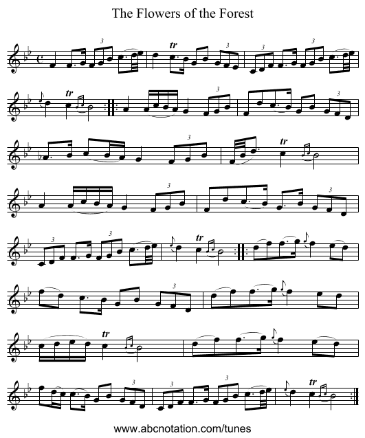 Flowers of the Forest, The - staff notation