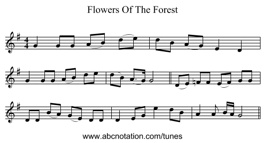 Flowers Of The Forest - staff notation