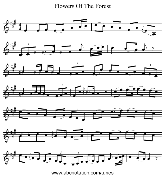 Flowers Of The Forest - staff notation