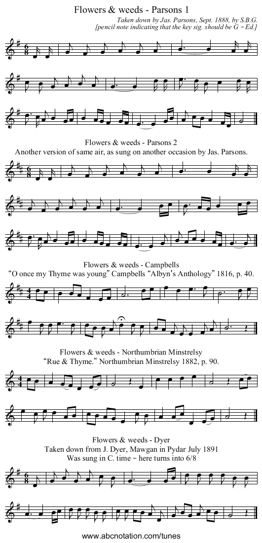 Flowers & weeds - Parsons 1 - staff notation