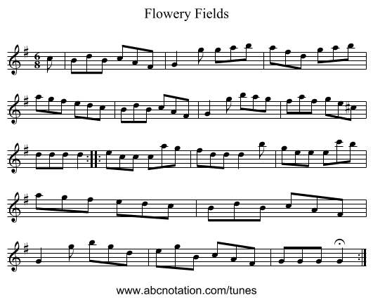 Flowery Fields - staff notation