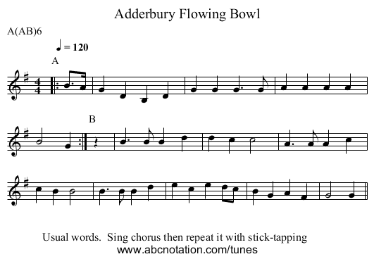 Flowing Bowl, Adderbury - staff notation