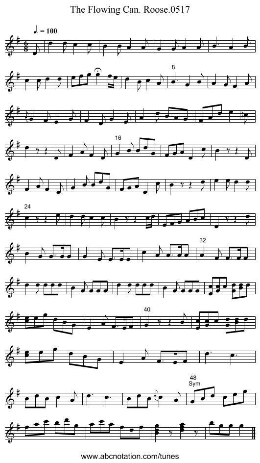 Flowing Can. Roose.0517, The - staff notation