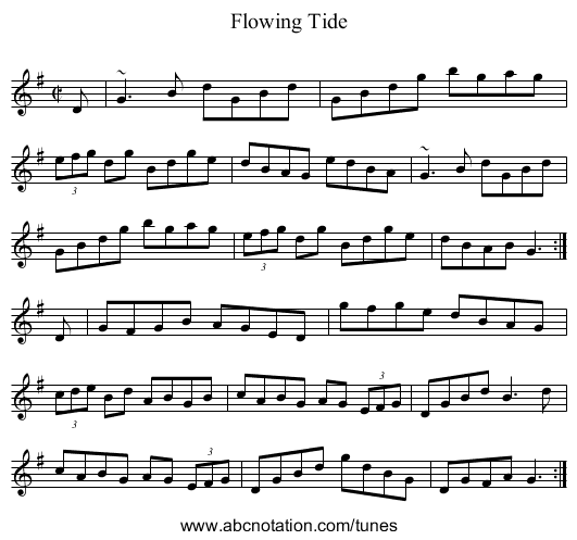 Flowing Tide - staff notation