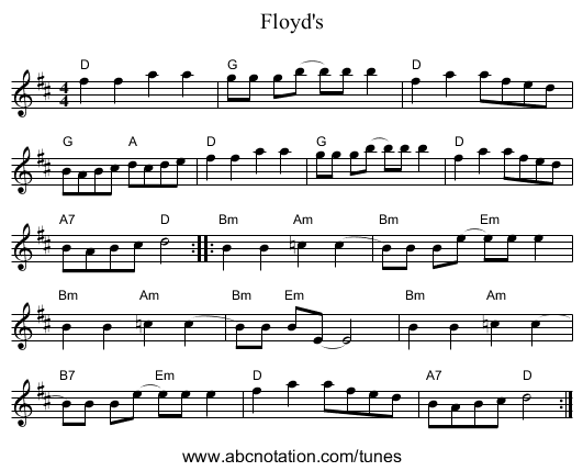 Floyd's - staff notation