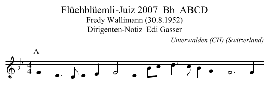 Flüehblüemli-Juiz 2007  Bb  ABCD - staff notation